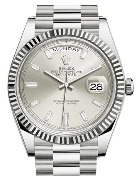 rolex daydate silver